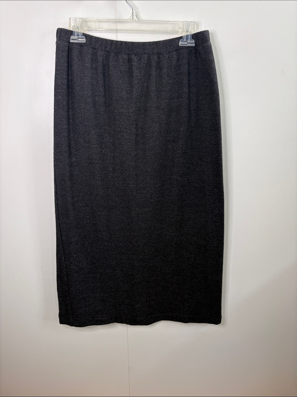 Eileen Fisher 100% Wool Knit Midi Back Slit Skirt M